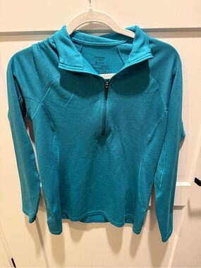 Patagonia Capilene Women’s M Quarter Zip Pullover Turquoise Blue Base Layer Top